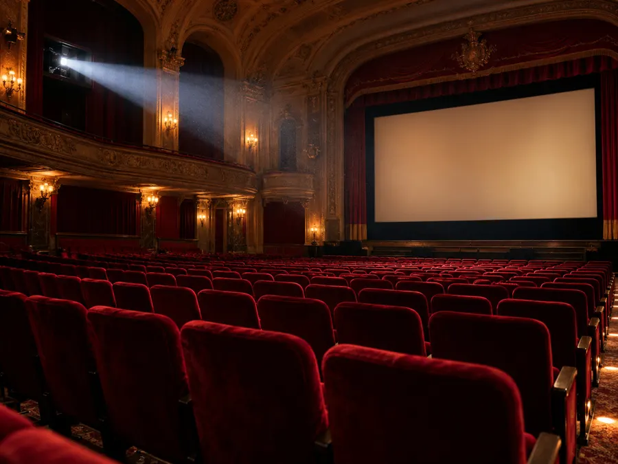 Salle de cinéma ancienne aux fauteuils rouges
