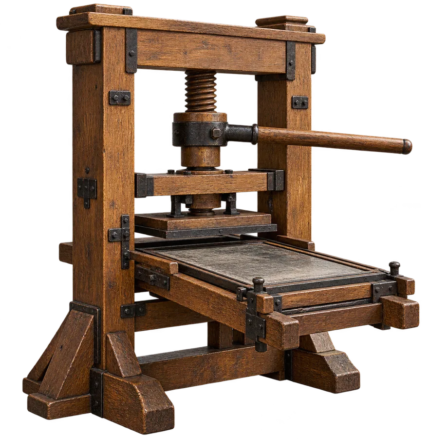 Presse à imprimer en bois