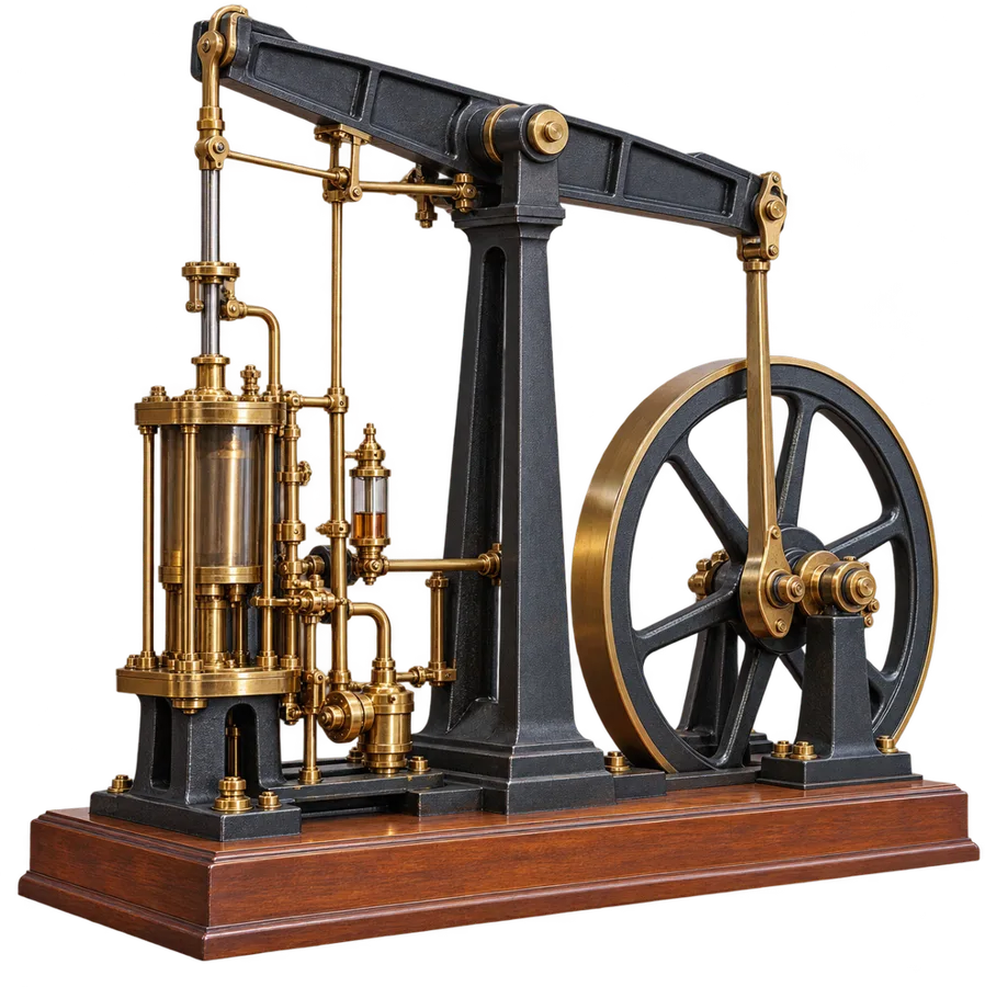 Maquette de machine à vapeur avec volant