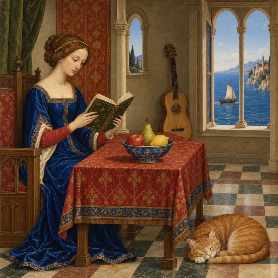 La scène de la lectrice peinte façon Renaissance