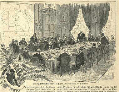Gravure de la conférence de Berlin, 1884-1885