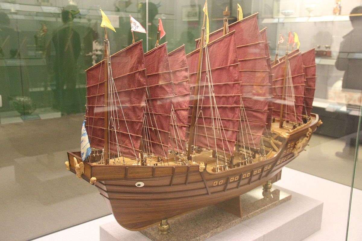 Maquette d'un navire au trésor de la flotte de Zheng He, à neuf mâts