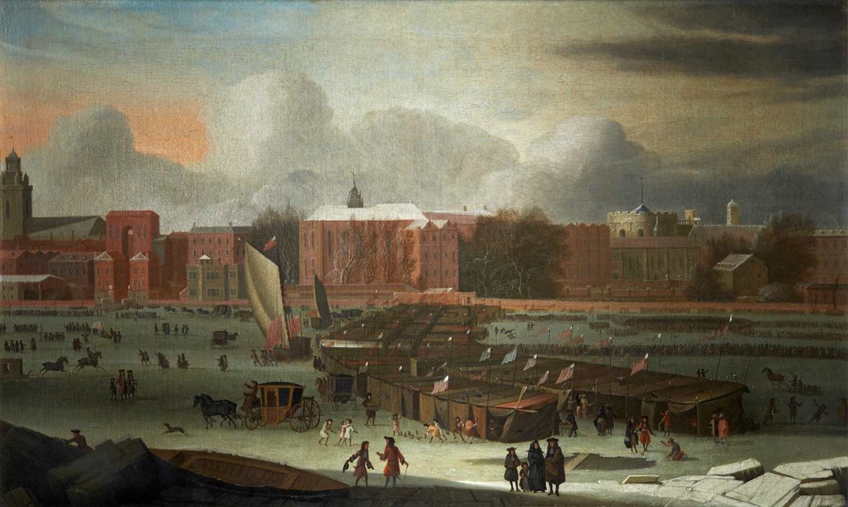 Foire sur la Tamise gelée, Londres, 1684