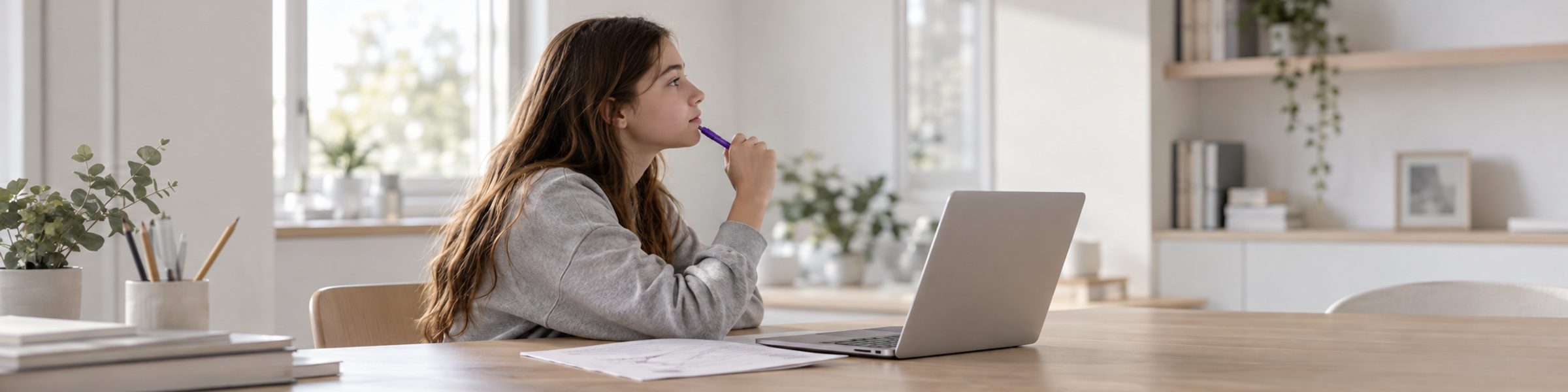 Une élève répond à voix haute aux questions affichées sur son écran