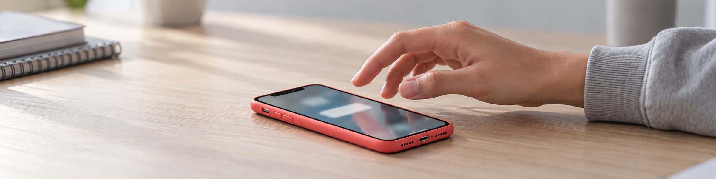 Un téléphone posé sur une table, une notification à l’écran
