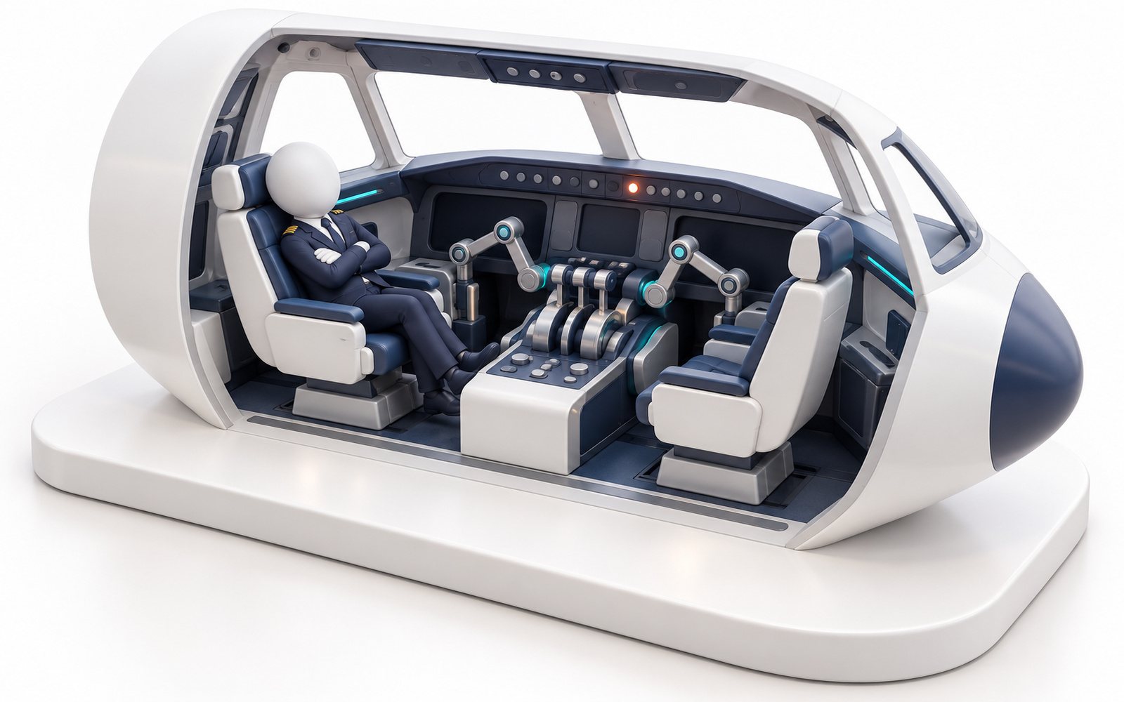 Un cockpit en pilotage automatique où le pilote somnole.